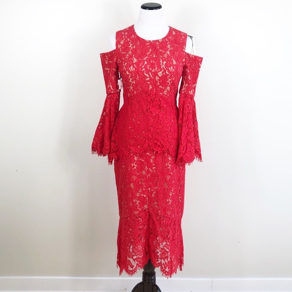 NWT Fame And Partners Lace Shoulder Dress - Picture 2 of 7